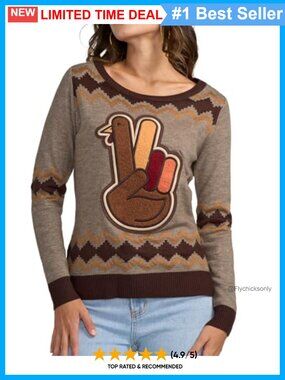 Tipsy Elves Thanksgiving Sweater Crew Neck Long Sleeve Pullover